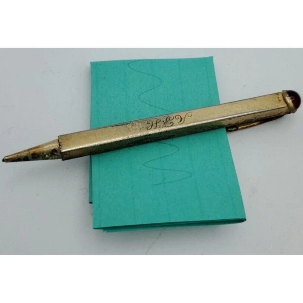Mechanical Pencil Tie Clip Anson Red Stone Vintage with Original Box READ‎